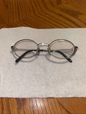 Cartier Silver Oval Metal Frame Glasses